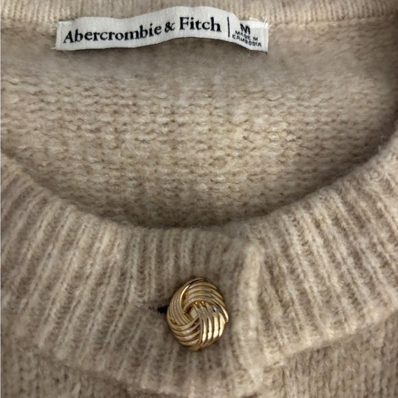 Abercrombie & Fitch Cream Knit Cardigan with Gold Buttons. - Picture 2 of 4